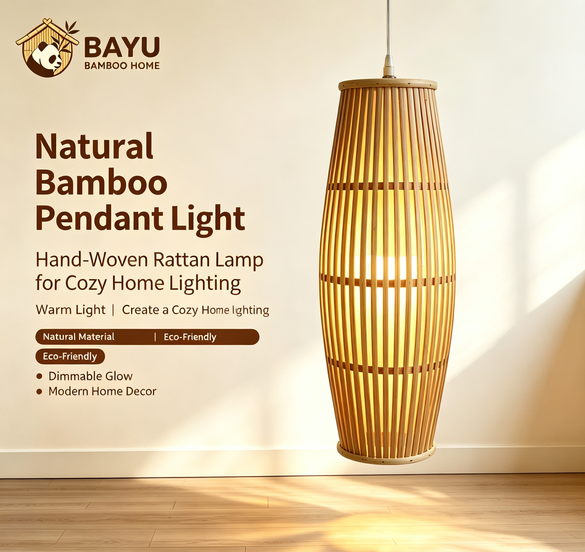 Natural Bamboo Pendant Light