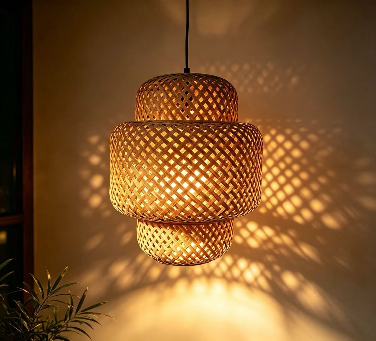 Triple-Tier Bamboo Pendant Lamp | Handmade Natural Home Decor Light