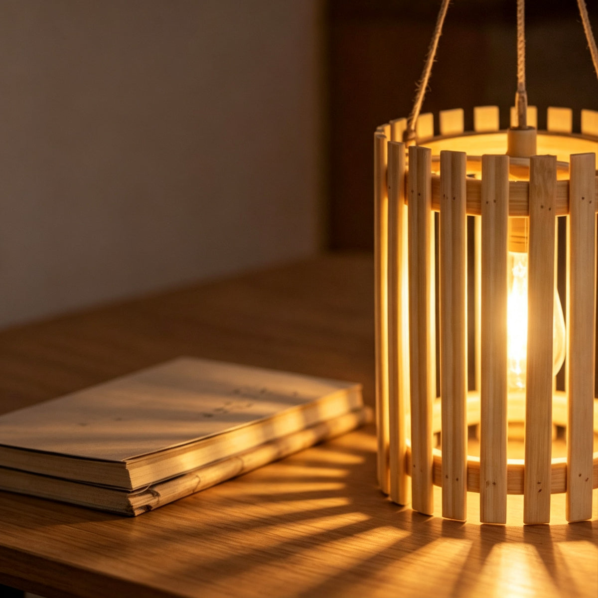 Natural Bamboo Hanging Light – Warm Glow