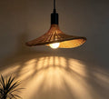 Handwoven Bamboo Cone Pendant – Warm Glow & Soft Shadow Patterns